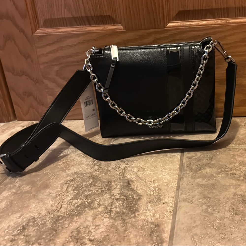 Calvin Klein Black Crossbody Bag with Chain Detail